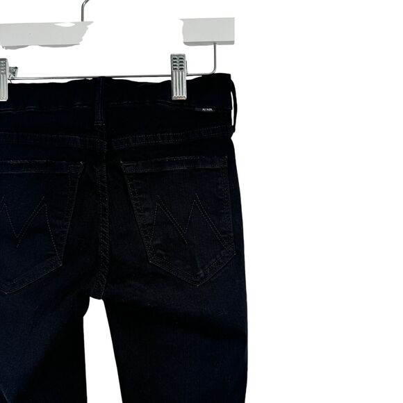 Mother Looker Ankle Fray Skinny Jeans Guilty As Sin Black Distressed Womens 23 - Picture 7 of 11